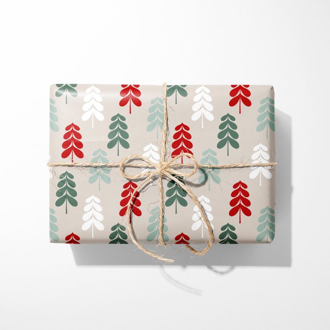 Papier Cadeau Retro Christmas Trees Wrapping Paper (Créateur téléchargé)