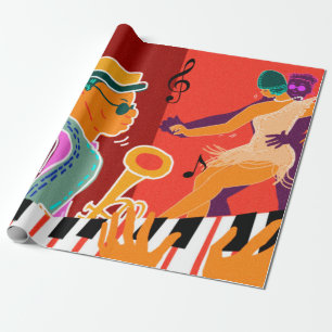Papier Cadeau Retro contraste festival de musique jazz
