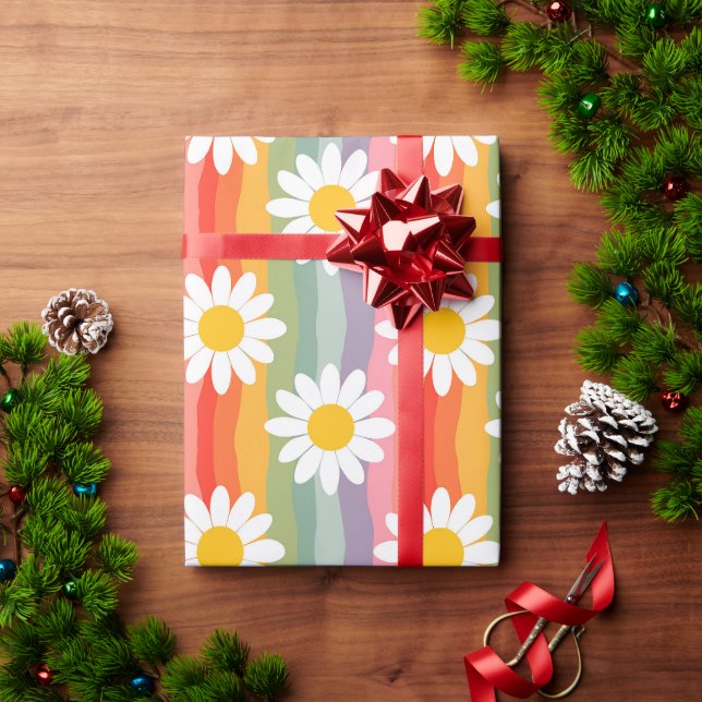 Papier Cadeau Retro Daisy (Cadeau de vacances)