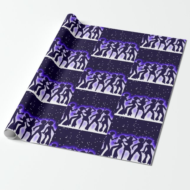 Papier Cadeau Retro Dance Party Purple (Déroulé)