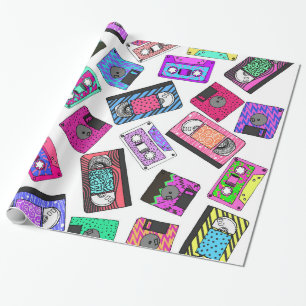 Papier Cadeau Rétro enregistreurs à cassettes modelés des ann