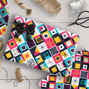 Papier Cadeau Rétro Géométrique Abstrait Pat#12 Multi Color ID10