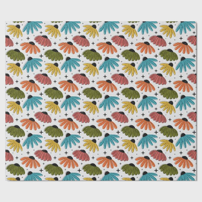 Papier Cadeau Retro Halftone Coneflowers (Couture)