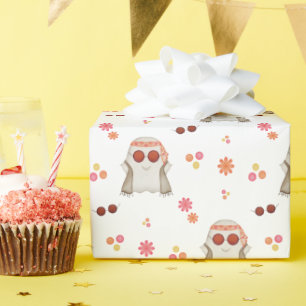 Papier Cadeau Retro Halloween Cute Kids Floral Ghost