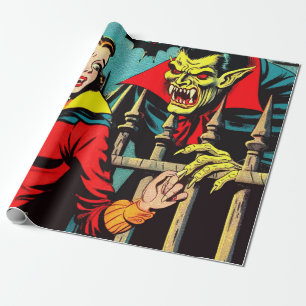 Papier Cadeau Retro Horror Vampire Comics