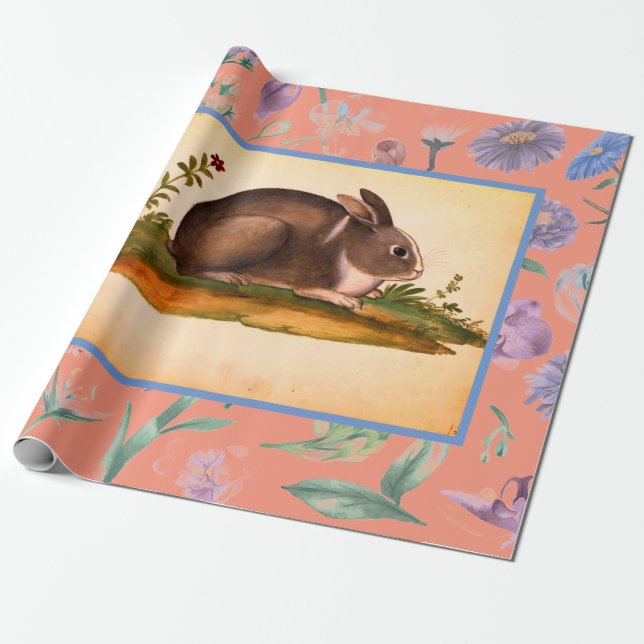 PAPIER CADEAU RÉTRO ITALIEN RABBIT CADEAU RÉCUPÉRÉ POUR PÂQUES (Déroulé)