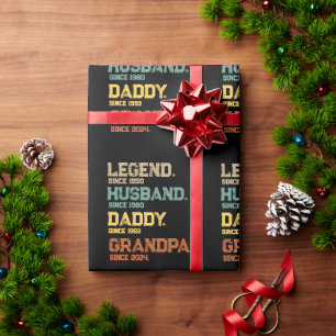 Papier Cadeau Retro Legend Mari Daddy Grand-père Personnalisé