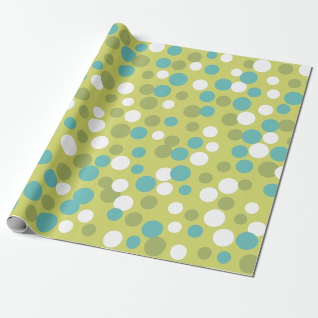 Papier Cadeau Retro Lime Turquoise Anniversaire Papier d'envelop (Déroulé)