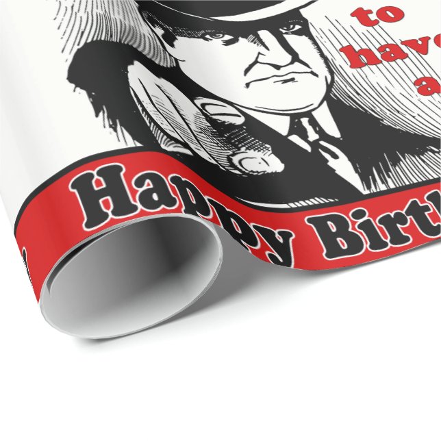 Papier Cadeau Retro Man Pointing Je Veux Vous Joyeux anniversair (Coin rond)