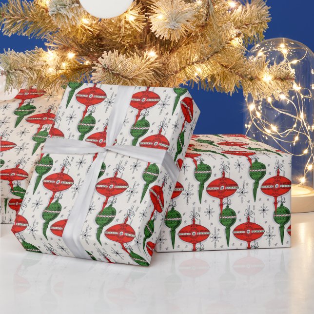 Papier Cadeau Retro, Mid-Century Moderne Ornements, Noël (Vacances)