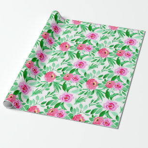 Papier Cadeau Rétro motif d'art d'aquarelle