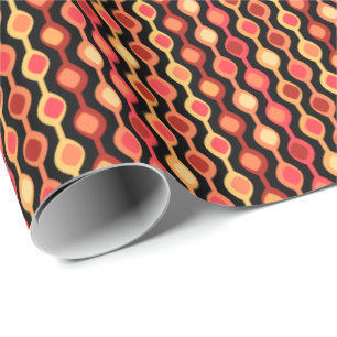 Papier Cadeau Rétro motif de perle jaune-orange