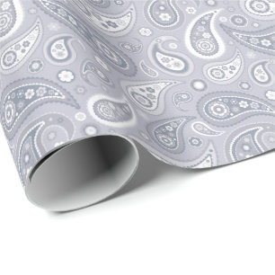 Papier Cadeau Rétro motif gris-clair de Paisley
