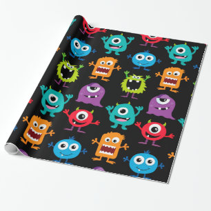 Papier Cadeau Rétro motif mignon de monstre