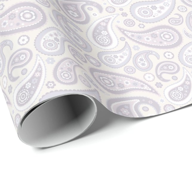 Papier Cadeau Rétro motif subtil pâle de Paisley (Coin rond)