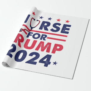Papier Cadeau Retro Nurses For Trump 2024 America Stars Drapeau 