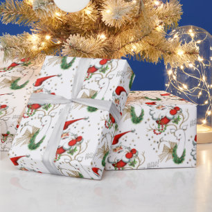 Papier Cadeau Retro Père Noël Et Reindeer