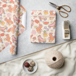 Papier Cadeau Retro Playful Summer Roller Patinage amusant