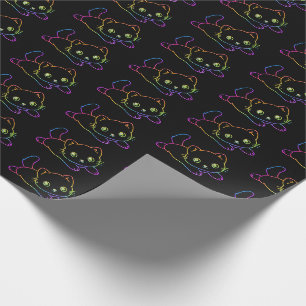Papier Cadeau Retro Rainbow Chat Kawaii Animal Magie Kitten