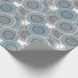 Papier Cadeau Rétro, rétro motif, bleu et gris, élégant
