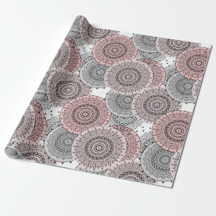 Papier Cadeau Rétro, rétro motif, bleu et rose, élégant