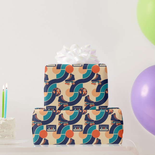 Papier Cadeau Retro Roller Disco (Cadeaux de fête)