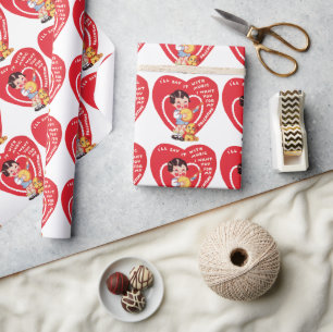 Papier Cadeau Retro Saint-Valentin, musique de garçon vintage au