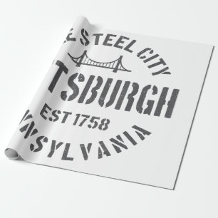 Papier Cadeau Retro Steel City Pittsburgh Pennsylvania Yinz vint