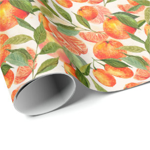 Papier Cadeau RETRO Tangerines Mandarins