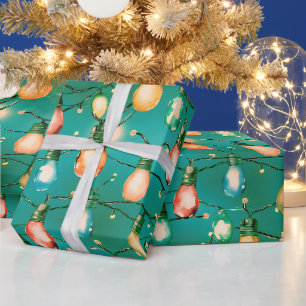 Papier Cadeau Retro Vacances Lumières Amusants Joli Noël Moderne