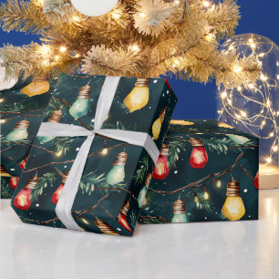Papier Cadeau Retro Vacances Lumières Amusants Joli Noël Moderne