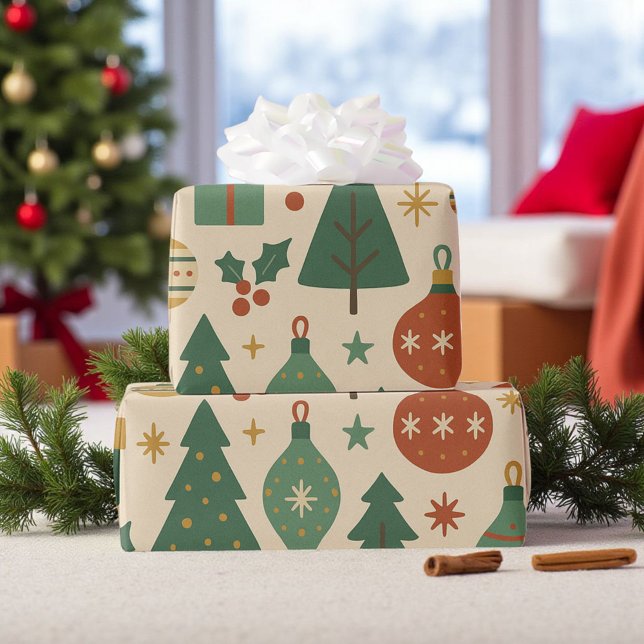 Papier Cadeau Retro Vacances Mmilieu du siècle moderne (Créateur téléchargé)