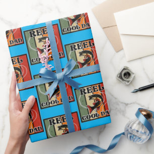 Papier Cadeau Retro Vintage Pêche Reel Cool Papa Pêcheur Amant