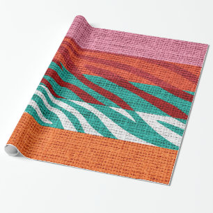 Papier Cadeau Retro Zebra Skin Imprimer Motif Burlap Rustique #5