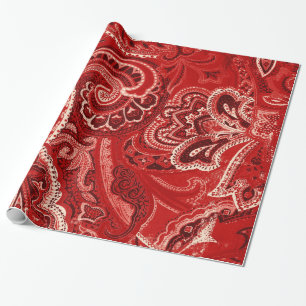 Papier Cadeau Rétros bandanna/Bandana rouges de Paisley