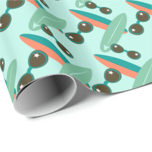 Papier Cadeau Rétros lunettes de soleil et planches de surf