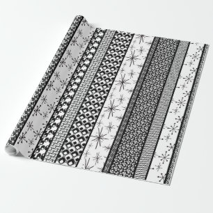 Papier Cadeau Rétros rayures noires et blanches 1 de motif