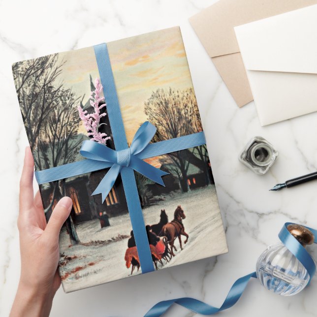 Papier Cadeau Réveillon de Noël peinture vintage (Cadeaux)