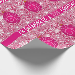 Papier Cadeau "Rêver D'Un Noël Rose" Fille Noël