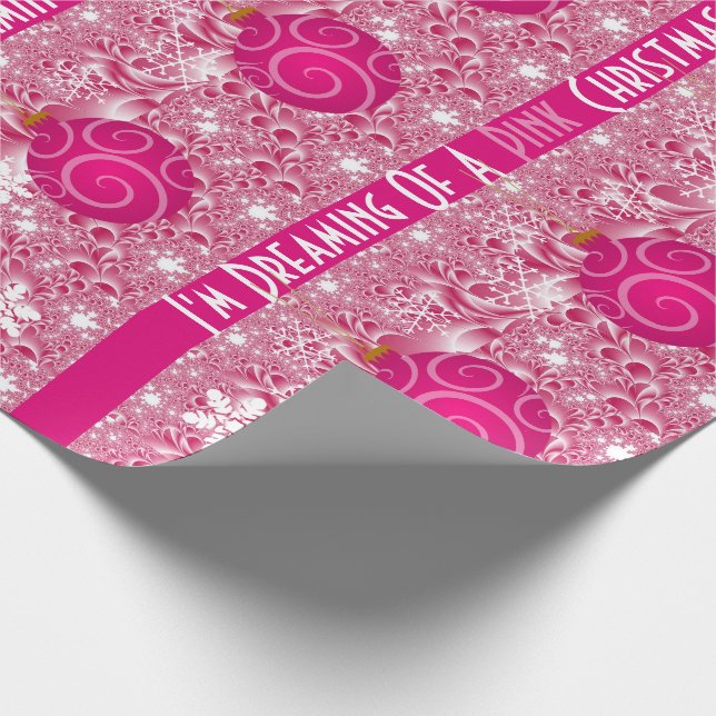 Papier Cadeau "Rêver D'Un Noël Rose" Fille Noël (Coin)