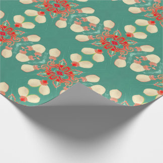 Papier Cadeau Réverbères de corail d'or de turquoise fascinante