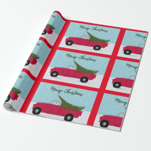 Papier Cadeau Rex The TV Terrier Red Truck Enveloppement de Noë