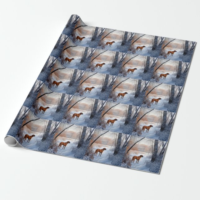 Papier Cadeau Rhodesian Ridgeback Laisser Neige Noël (Déroulé)
