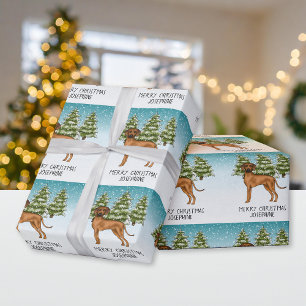 Papier Cadeau Rhodesian Ridgeback Lion Dog Snowy Winter Forest