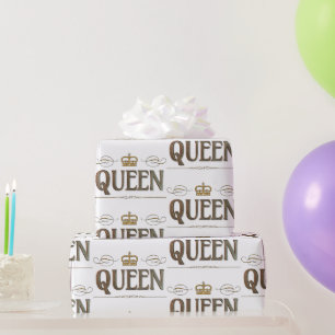 Papier Cadeau Rich Elegant REINE Pourcentage Lettres Couronne