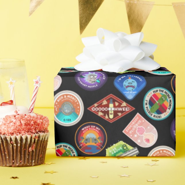 Papier Cadeau RICK ET MORTY™ | Motif des patchs d'espace externe (Fête d'anniversaire)