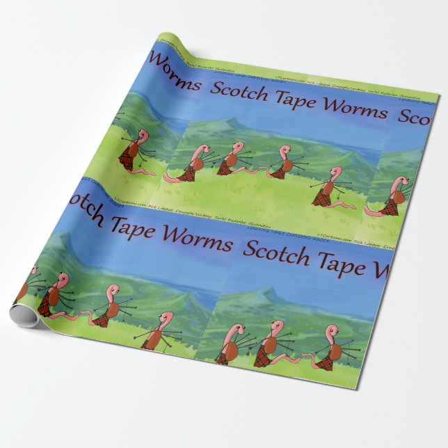 Papier Cadeau Rick London Funny Worms Of Scotland Comic (Déroulé)
