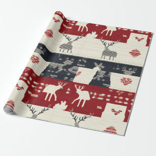 Papier Cadeau Rindeer nordique rustique et flocon de neige   Mot