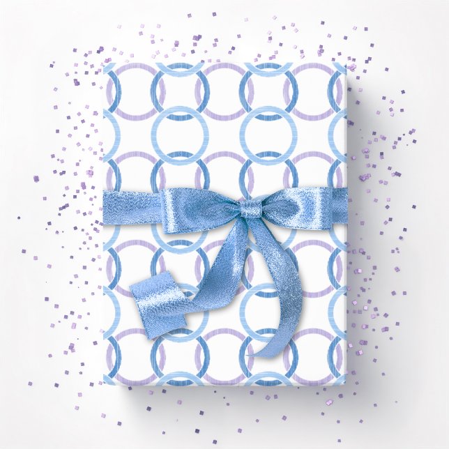 Papier Cadeau Ring Toss Interlocking Circles in Blue and Purple (Créateur téléchargé)
