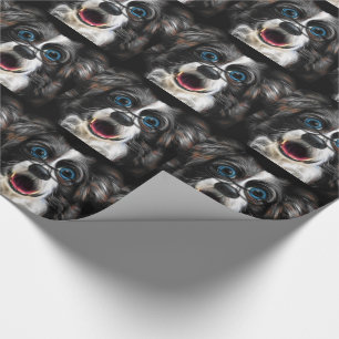 Papier Cadeau Rire drôle Frontière Collie Chien dans les lunette